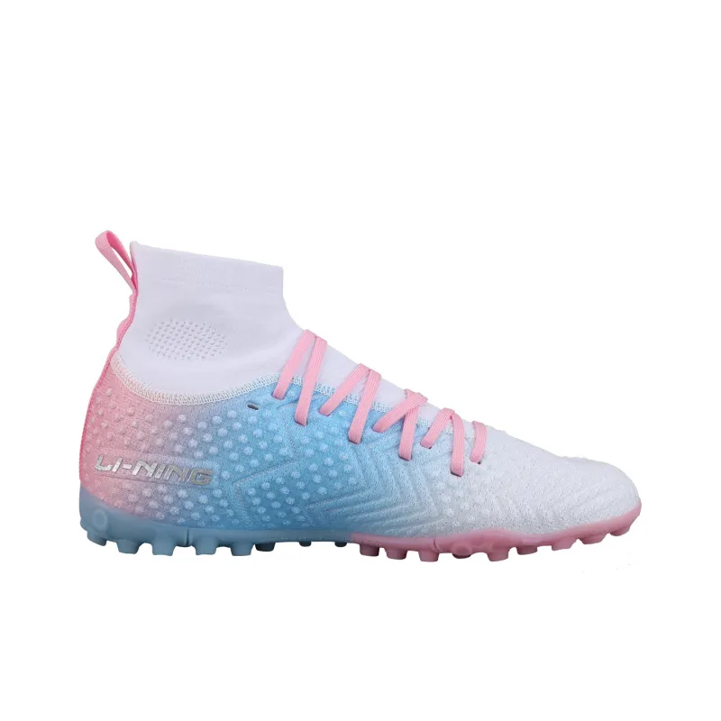 LiNing Shadows 2.0 Cushioned Slip-Resistant Soccer Shoes Men's Blue Pink White-1