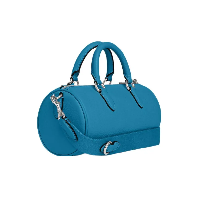 COACH Lacey Refined Pebbled Leather Boston Bag, Handbag, Shoulder Bag, Crossbody Bag Small Size Women's Blue-1
