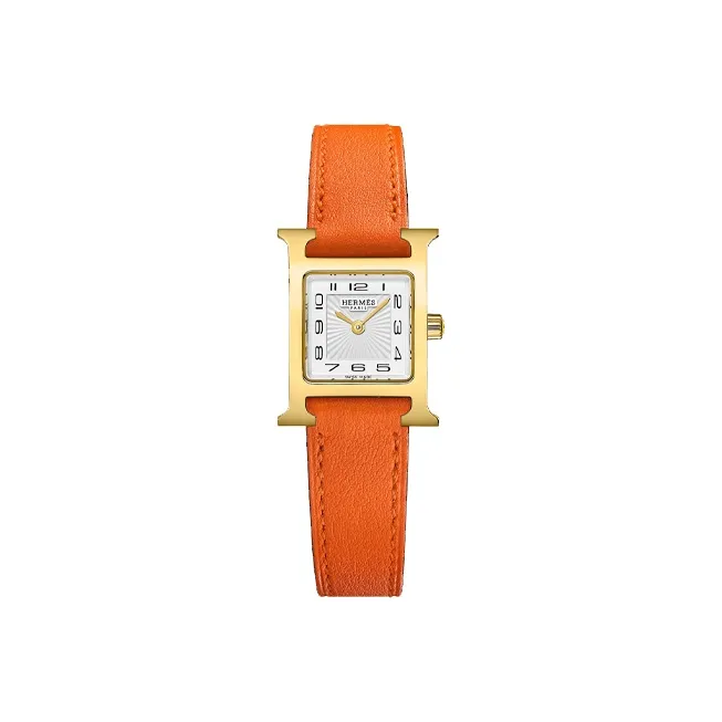 HERMES Calfskin Watch Refurbishing 21mm Unisex Orange WKB0014WK93025-1