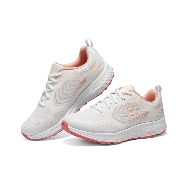 Skechers Go Run Consistent Anti Slip Wear Resistant Low Top Casual Running Shoes Women's White Orange-3
