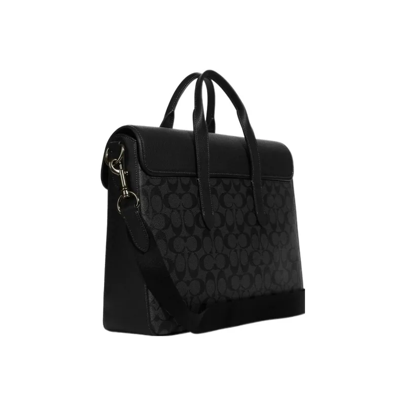 COACH Sullivan Cow Leather Briefcase Handbag Shoulder Bag Crossbody Bag Large Size Men's Black-1