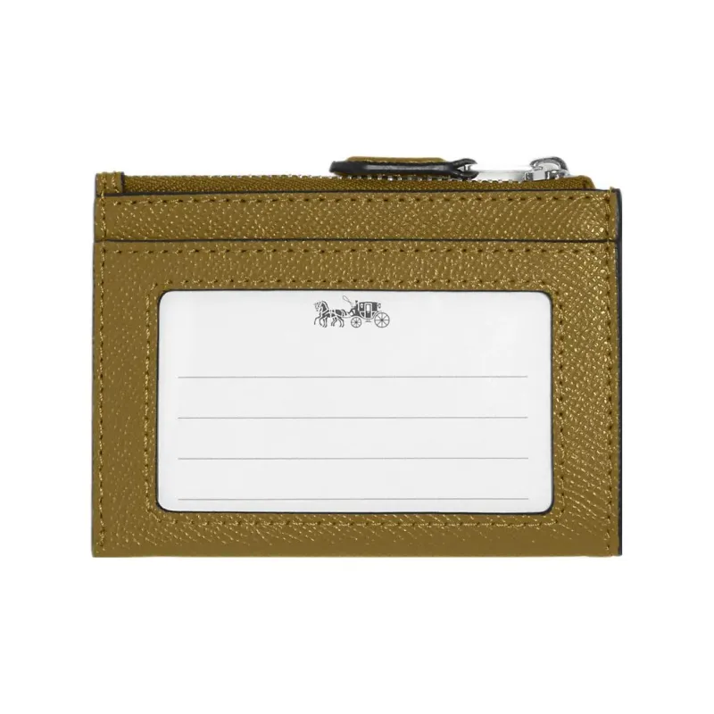 COACH Leather ID Card Holder Mini Unisex Umber-1