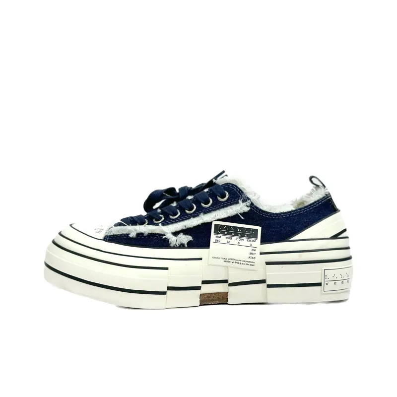 PEACE AND AFTER G.O.P Lows x VESSEL Wear Resistant Slip Resistant Low Top Canvas Shoes Unisex Blue-0