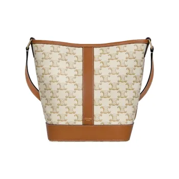 CELINE Triomphe Cow Leather Bucket Bags Shoulder Bag Crossbody Bag Small Size Women's Candy Color/White
