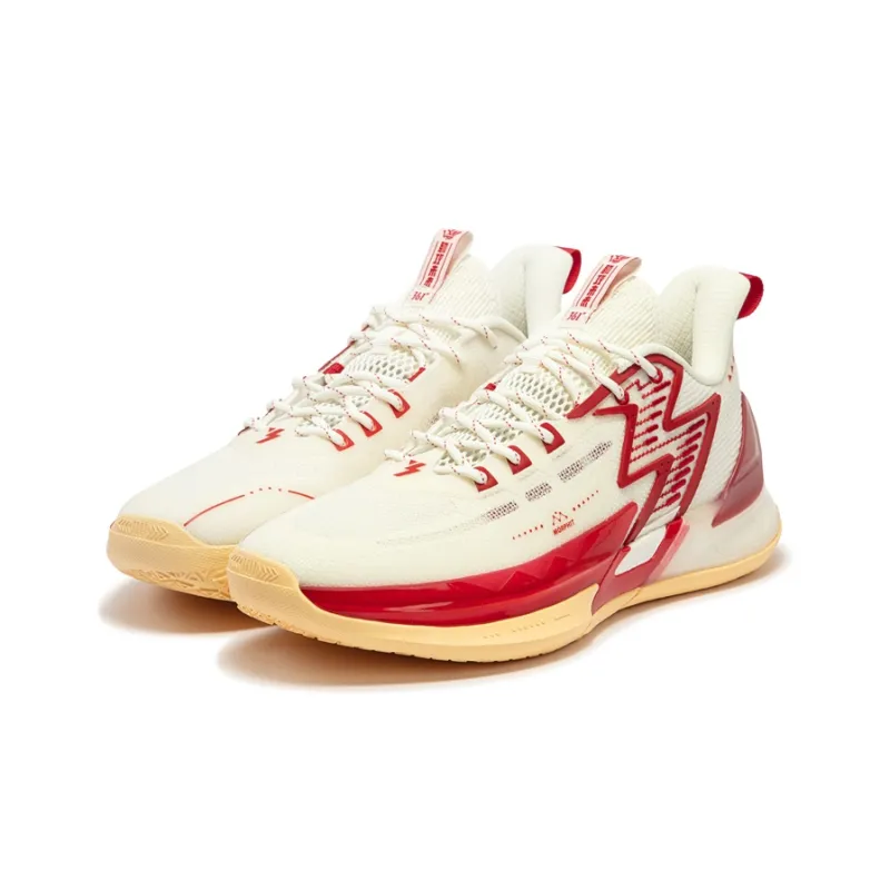 361° BIG3 4.0 PRO Cushioning Anti Slip And Wear Resistant Low Top Basketball Shoes Men's Feather White Gym Red-2