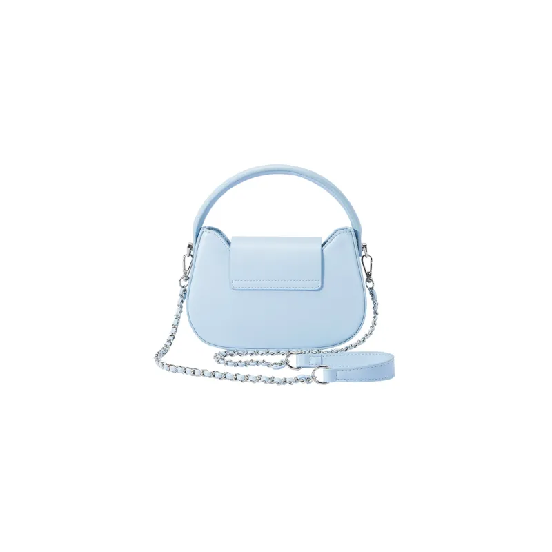 SEM/R Synthetic Leather Small Square Bag Chain Crossbody Bag Handbag Small Size Women's Ecru/Custard/Ice Blue-16