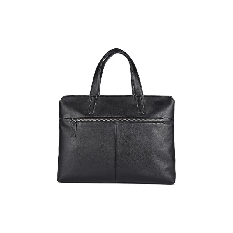 Hush Puppies Cow Leather Portable Briefcase Laptop Bag Tubas Men's Black-3