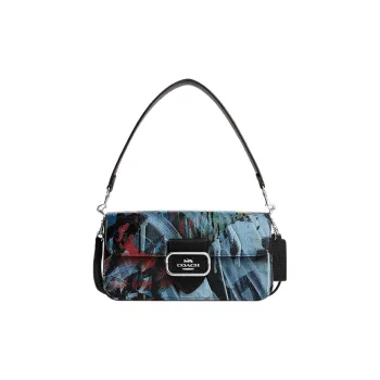 COACH MINT+SERF Collaboration Morgan Pebbled Leather Baguette Bag, Portable Crossbody Bag, Shoulder Bag Women's Black