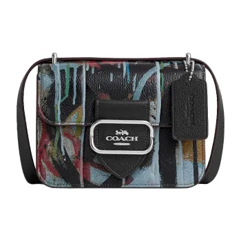 COACH MINT+SERF Morgan 18 Collaboration Leather Messenger Bag Shoulder Bag Crossbody Bag Small Size Women's Black