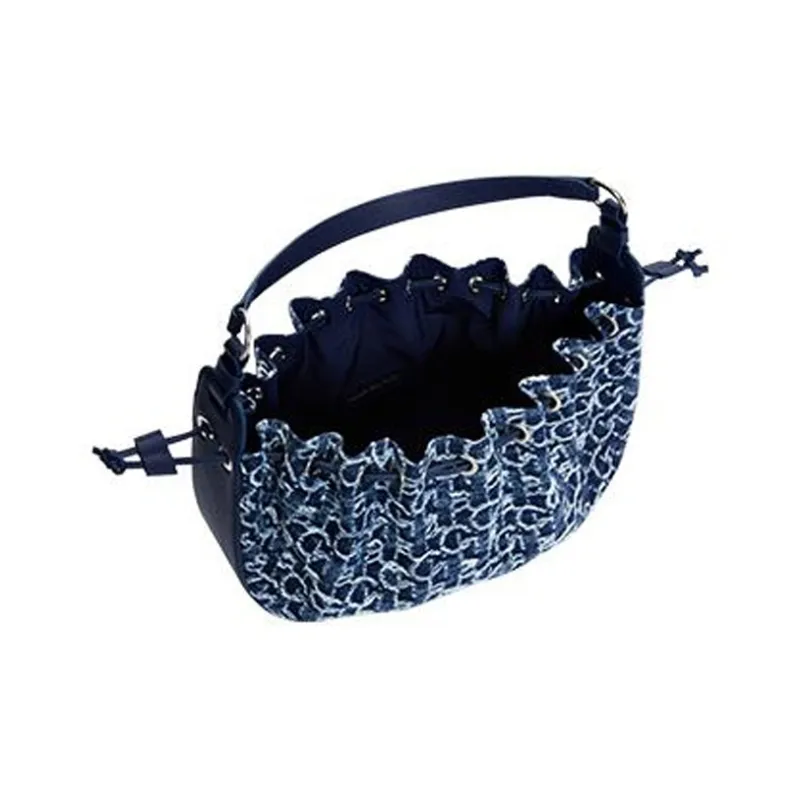 Laurence & Chico Cotton Bucket Bags Crossbody Bag Shoulder Bag Small Size Women's Dark Blue-2