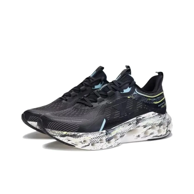 XTEP Shock Absorption Spinning 10.0 Cushioning, Wear Resistant Low Top Running Shoes Men's Black-2