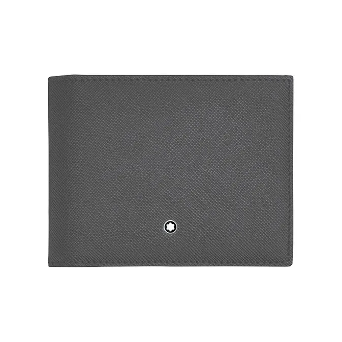 MONTBLANC Textured Calfskin Card Holder Wallet Men's Gray-0