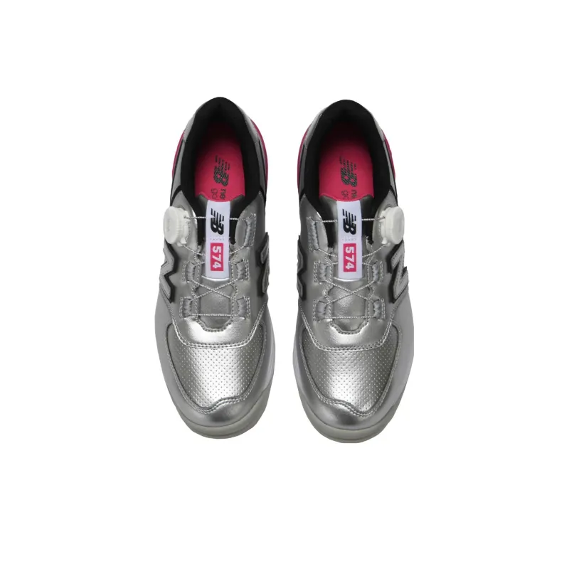 New Balance 574 Boa 2E Golf Shoes 'Silver Black Pink' Women's-2