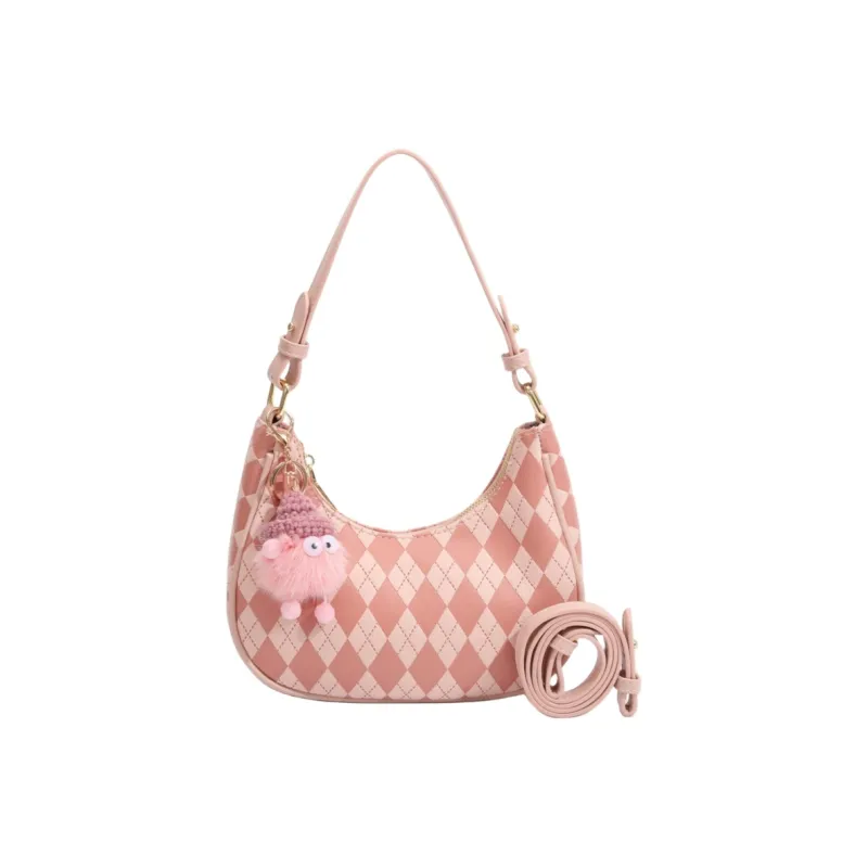 NOMK PU Beggar Bag, Handbag, Tote Bag, Shopping Bag, Commuter Bag, Crossbody Bag, Shoulder Bag Regular Women's Pink-6