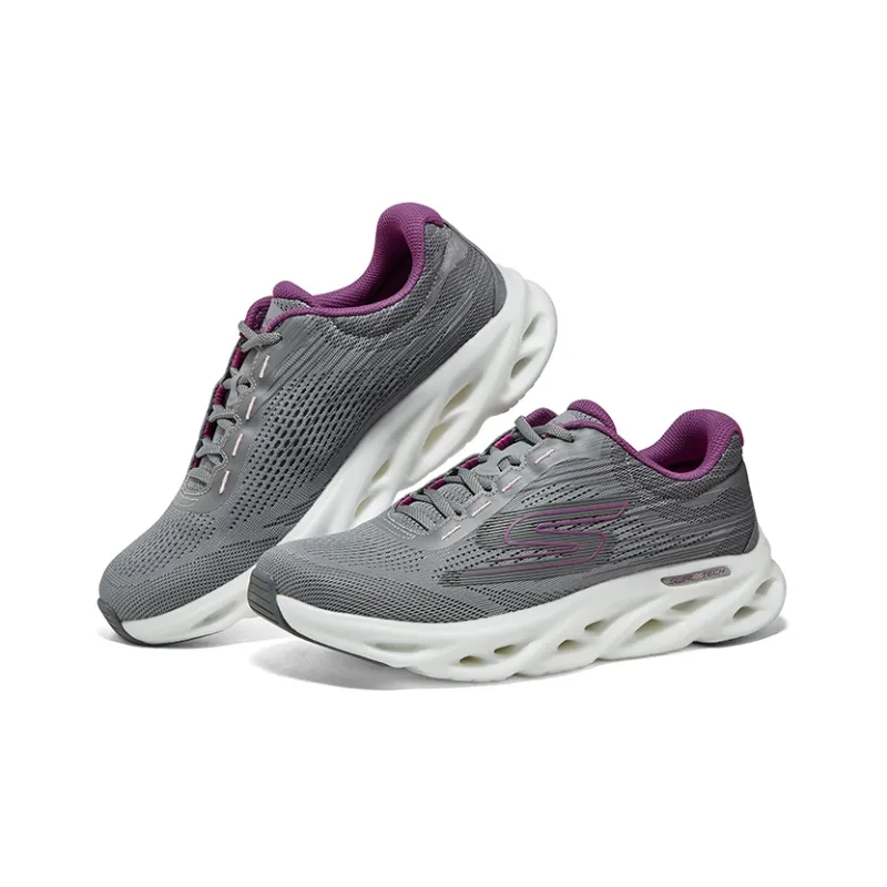 Skechers Go Run Speed Swirl Tech Anti Slip Wear Resistant Low Top Running Shoes Women's Gray Purple-3
