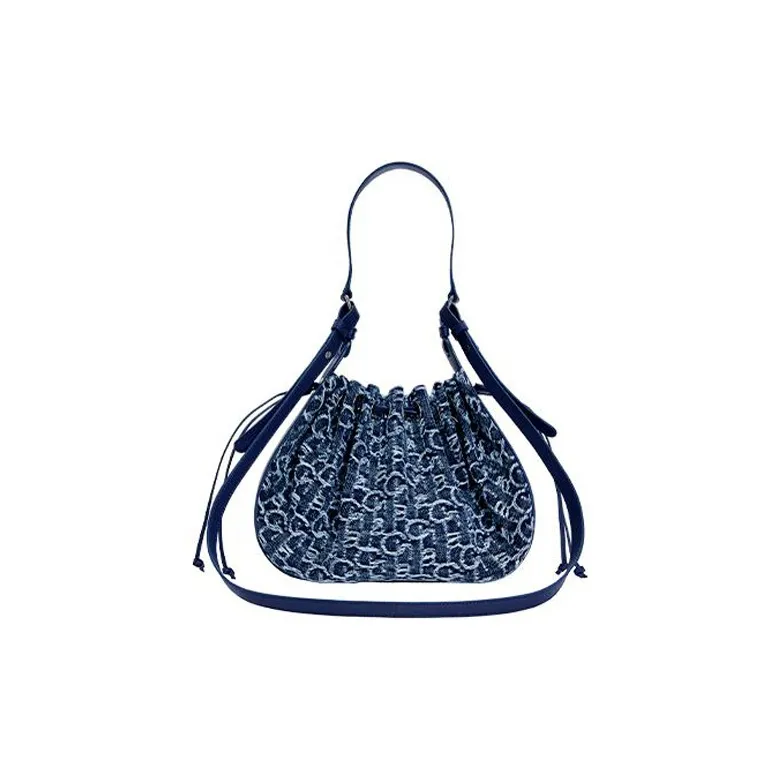 Laurence & Chico Cotton Bucket Bags Crossbody Bag Shoulder Bag Small Size Women's Dark Blue-1