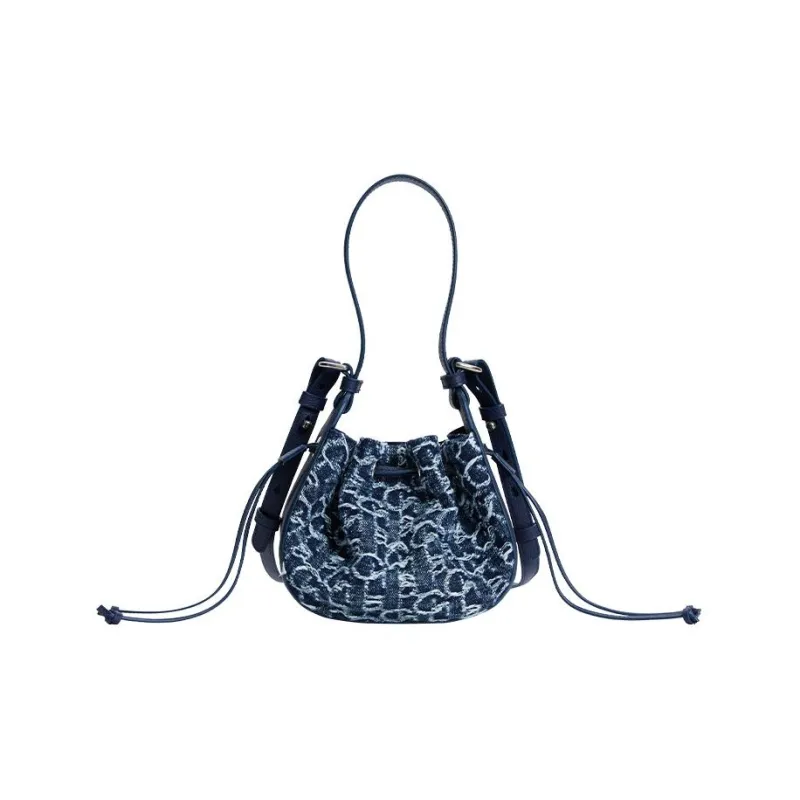Laurence & Chico Cotton Bucket Bags Crossbody Bag Shoulder Bag Small Size Women's Dark Blue-0