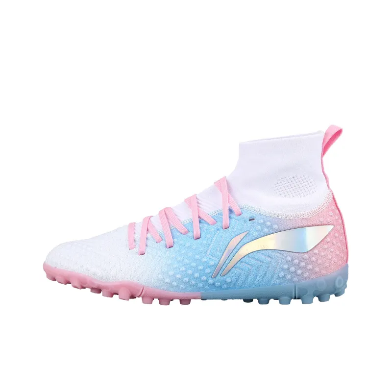 LiNing Shadows 2.0 Cushioned Slip-Resistant Soccer Shoes Men's Blue Pink White-0