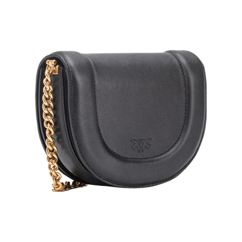 PINKO Cow Leather Shoulder Bag, Crossbody Bag Mini Women's Black-2