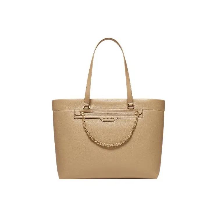 MICHAEL KORS Slater Cow Leather Tote Bag, Shopping Bag, Shoulder Bag, Handbag Tubas Women's Camel-0