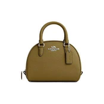 COACH Sydney Cross Stitch Leather Dome Bag Shoulder Bag Crossbody Bag Handbag Small Size Women's Umber