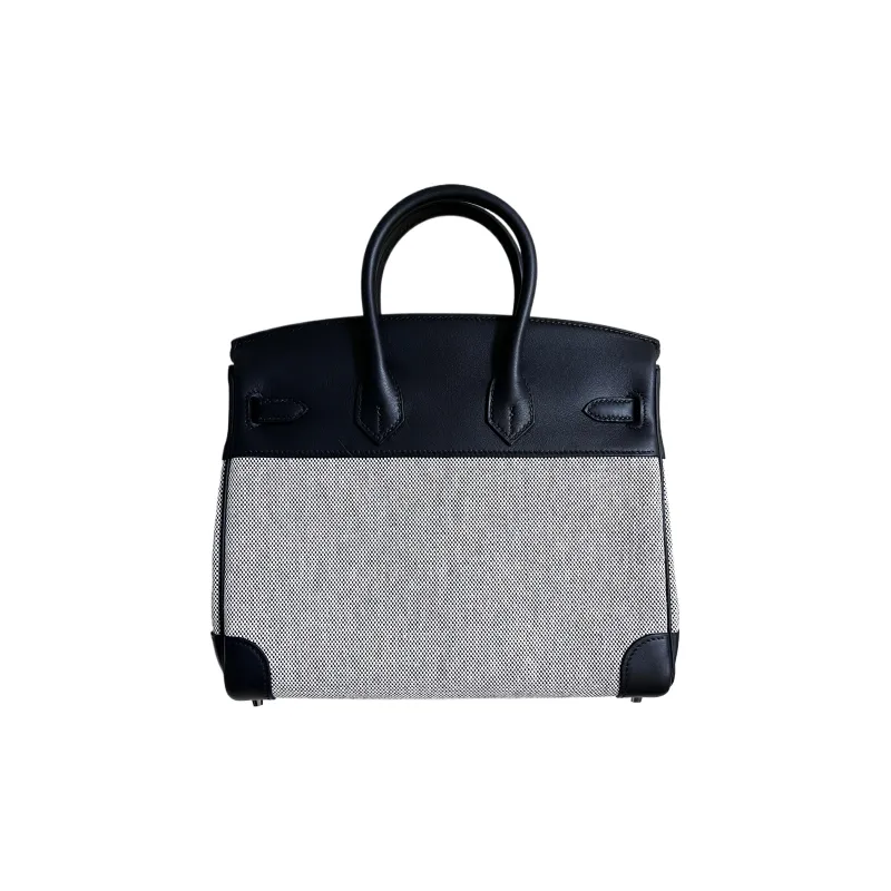 HERMES Birkin Swift Leather With Canvas Birkin Bag Handbag Women's Panda Color Scheme-1