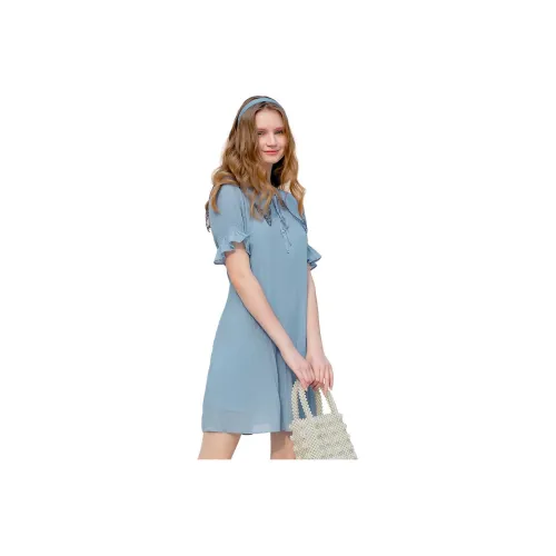 Lagogo Short-Sleeved Dresses Women's Blue Gray