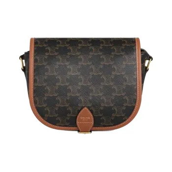CELINE Cow Leather Saddle Bag Shoulder Bag Crossbody Bag Medium Size Women's Tawny