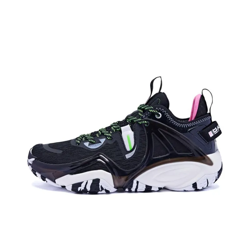 QIAODAN Slip Resistant Cushioning High Top Basketball Shoes Men's Black Jordan White-0