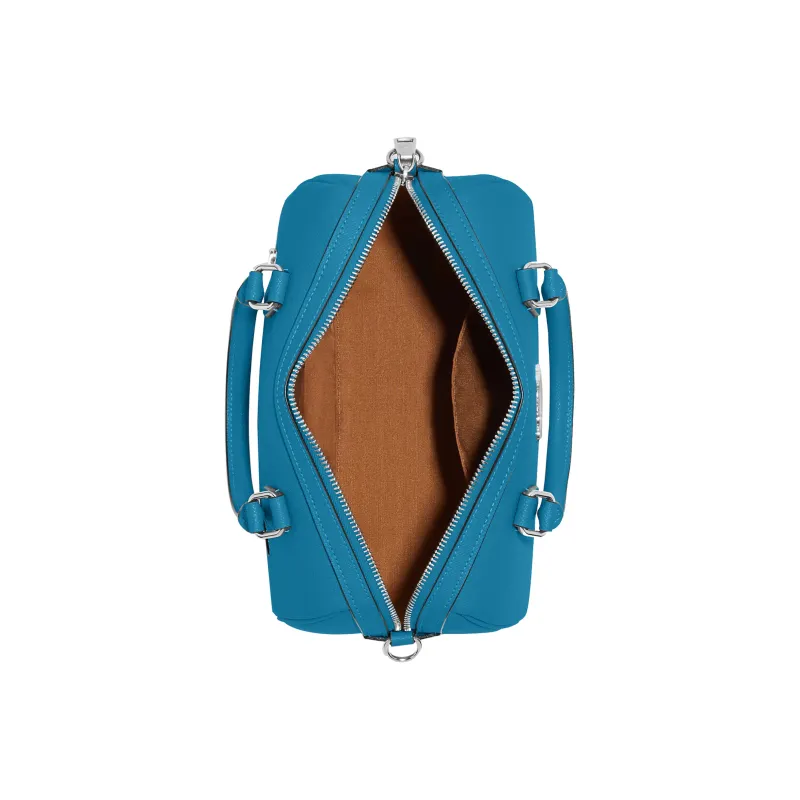 COACH Rowan Cross-Stitch Leather Boston Bag Handbag Shoulder Bag Crossbody Bag Medium Size Women's Blue-2