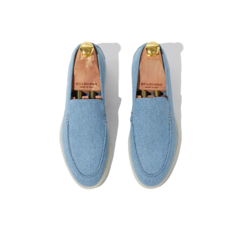 SCAROSSO Almond toe Denim Loafers Women's-3