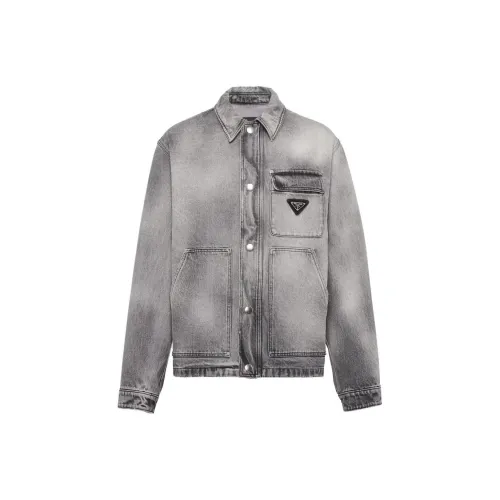 PRADA Denim Jackets Men Gray