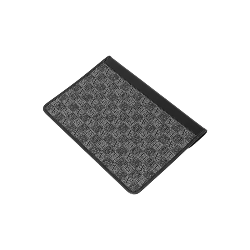 VANESSA HOGAN Leather Small Square Bag Laptop Bag Clutch Medium Size Unisex Black-2