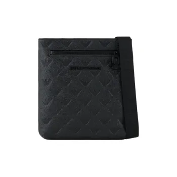 EMPORIO ARMANI Cow Leather Crossbody Bag, Shoulder Bag Men's Black