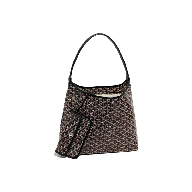 GOYARD Bohème Hobo Canvas With Leather Hobo Bag Shoulder Bag Shoulder Bag Women's Black/Burgundy Small Heart Edition-2