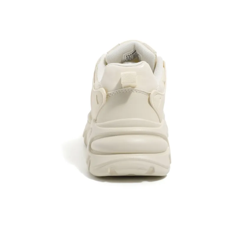HUANQIU Cushioned Anti-Slip Wear-Resistant Lightweight Height Increasing Low-Top Chunky Sneakers Women's Ecru-12