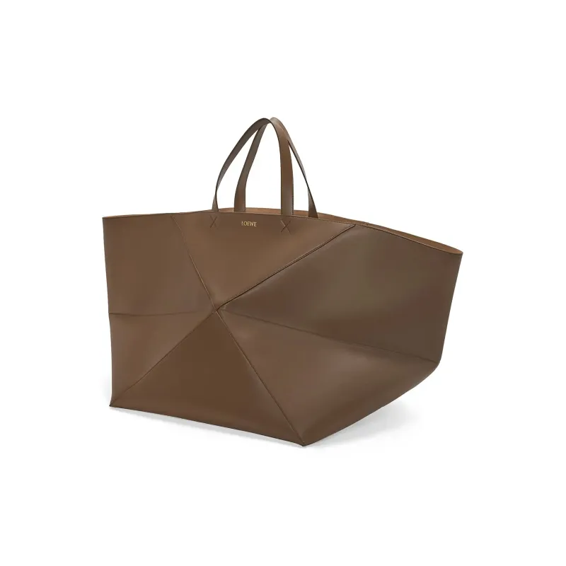 LOEWE Shiny Cow Leather Handbag Extra Large Men's Earthy Brown-1