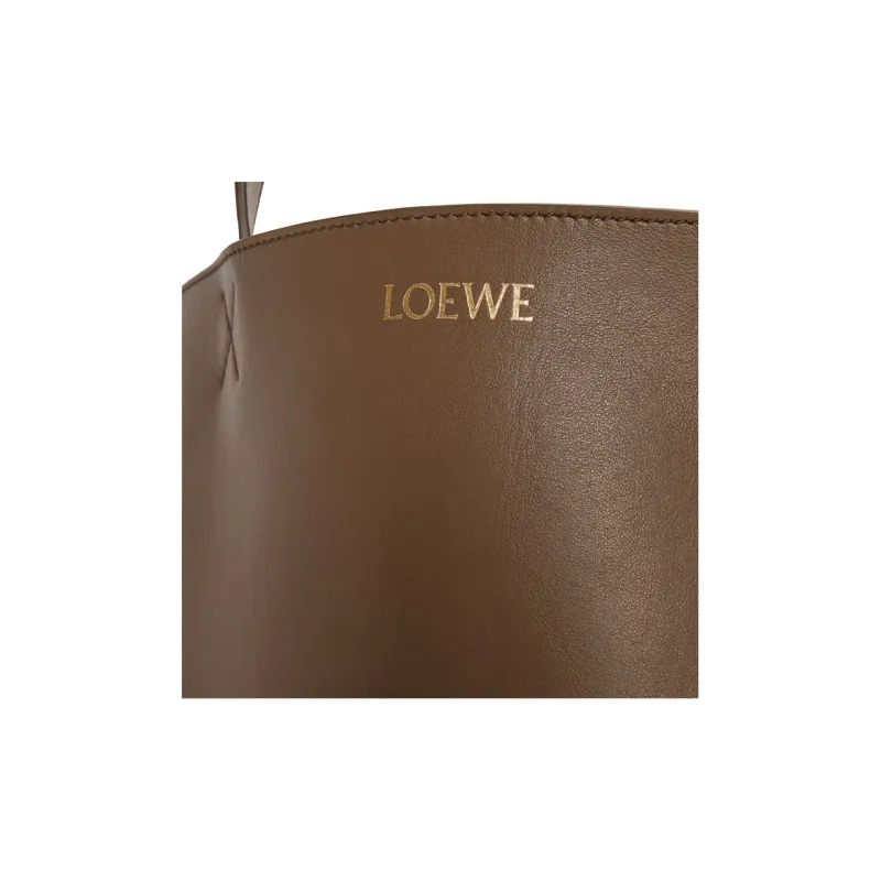 LOEWE Shiny Cow Leather Handbag Extra Large Men's Earthy Brown-4
