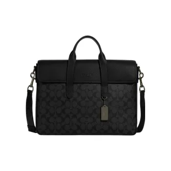 COACH Sullivan Cow Leather Briefcase Handbag Shoulder Bag Crossbody Bag Large Size Men's Black