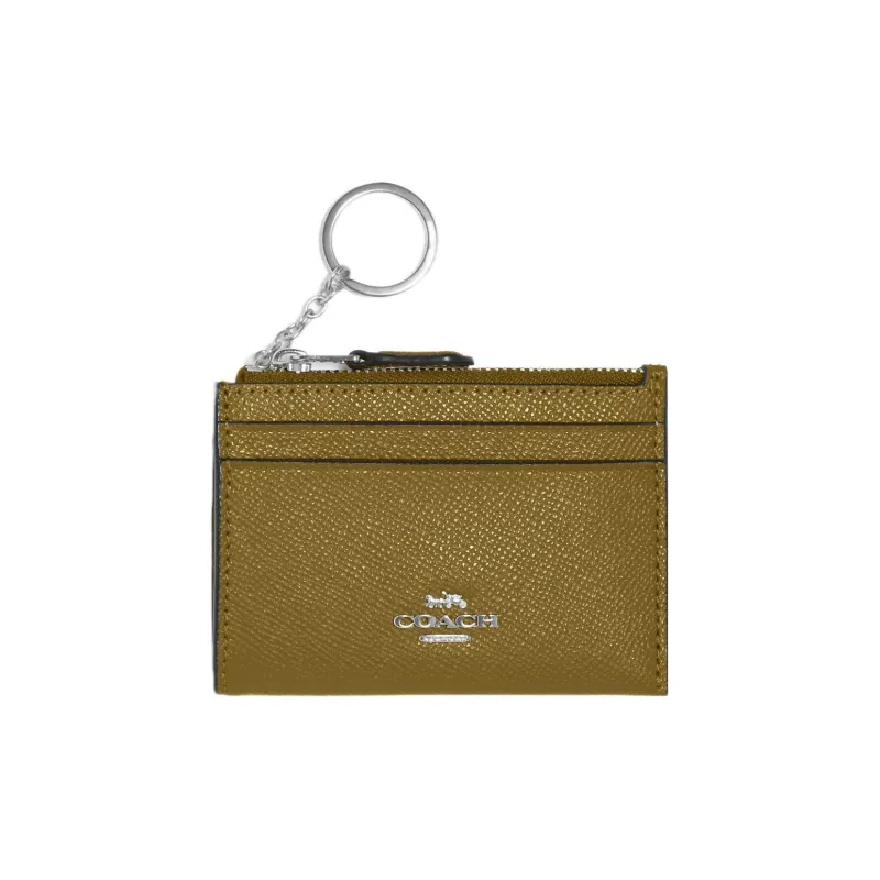 COACH Leather ID Card Holder Mini Unisex Umber-0