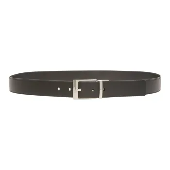 BALLY Classic Logo Letter Stamped Pin Buckle Calfskin Leather Belts Men's Brown Width 3.5CM