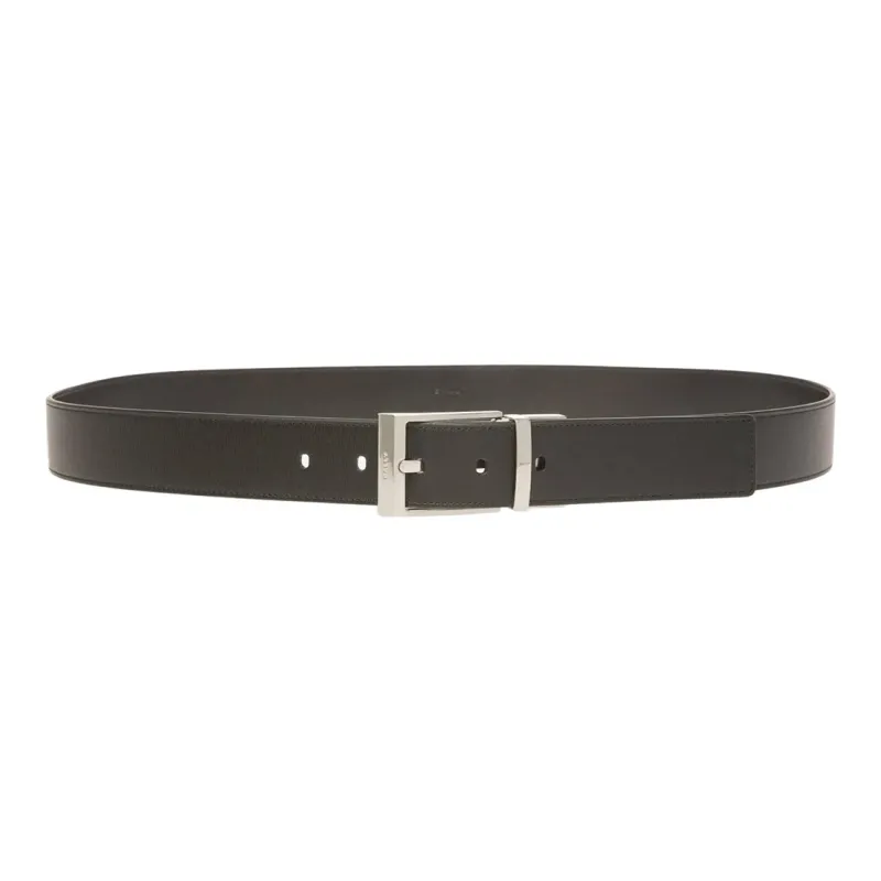 BALLY Classic Logo Letter Stamped Pin Buckle Calfskin Leather Belts Men's Brown Width 3.5CM-0