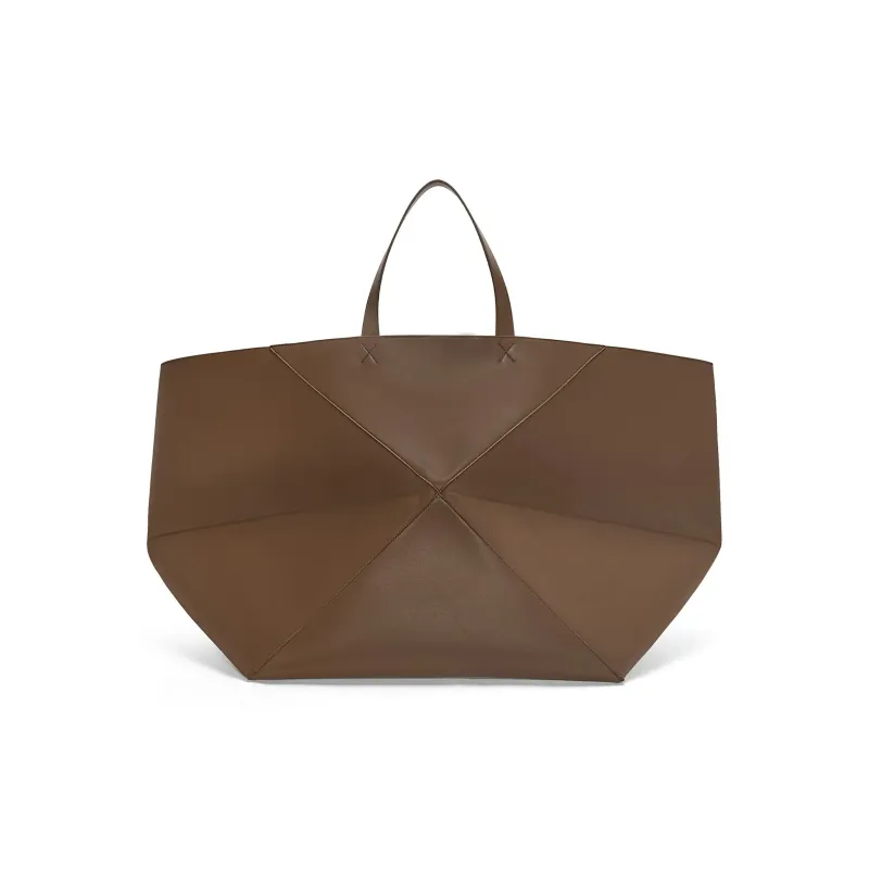LOEWE Shiny Cow Leather Handbag Extra Large Men's Earthy Brown-2