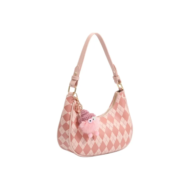 NOMK PU Beggar Bag, Handbag, Tote Bag, Shopping Bag, Commuter Bag, Crossbody Bag, Shoulder Bag Regular Women's Pink-7