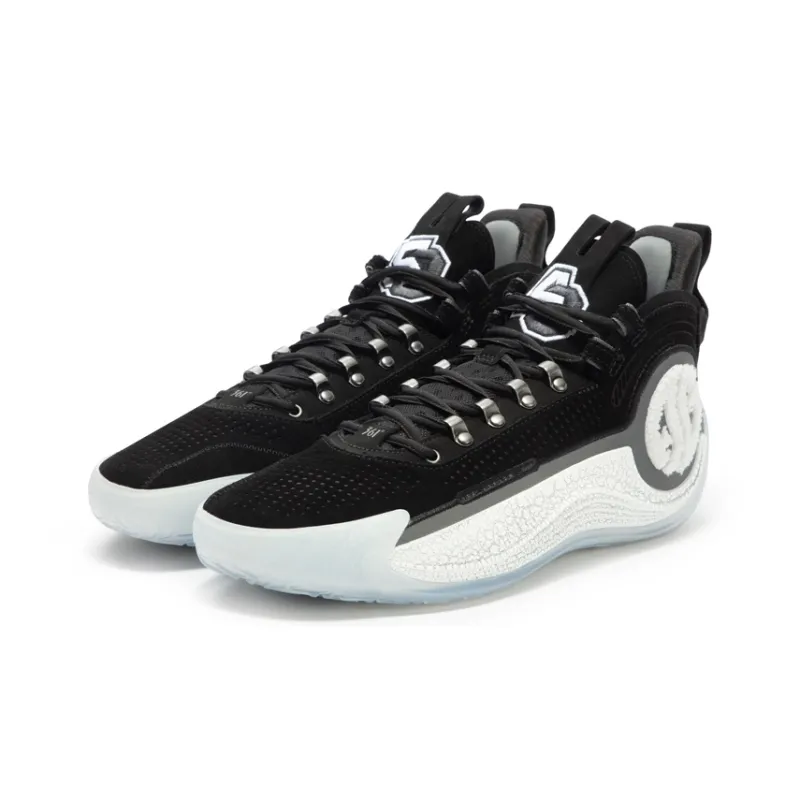 361° AG4 Basketball Shoes Men Mid Top Obsidian Black/361 Degrees White-2