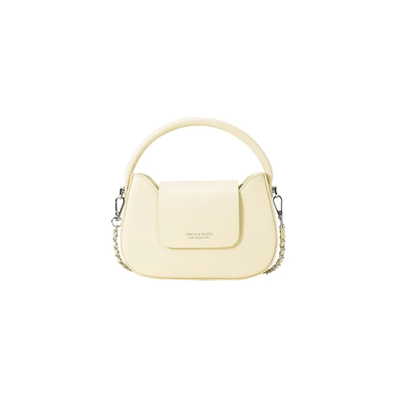 SEM/R Synthetic Leather Small Square Bag Chain Crossbody Bag Handbag Small Size Women's Ecru/Custard/Ice Blue-6