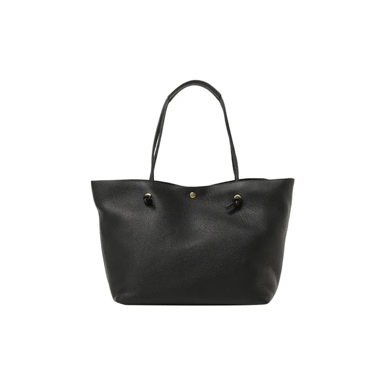 Beams Cow Leather Tote Bag, Shopping Bag, Handbag Men's Black-2