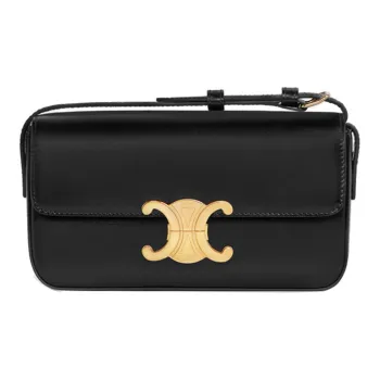 CELINE Triomphe Arc De Triomphe Shiny Cow Leather Shoulder Bag Handbag Shoulder Bag Women's Black