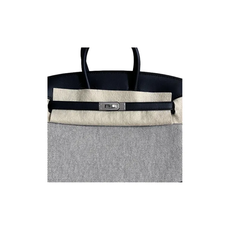 HERMES Birkin Swift Leather With Canvas Birkin Bag Handbag Women's Panda Color Scheme-2