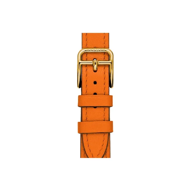HERMES Calfskin Watch Refurbishing 21mm Unisex Orange WKB0014WK93025-0